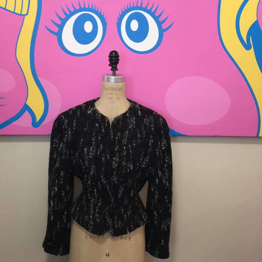 Krizia Black White Wool Jacket 1980s